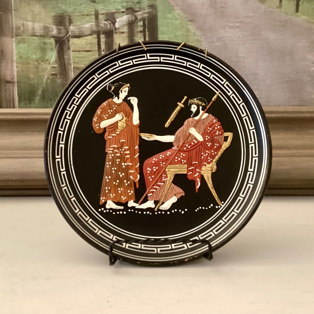 Priam & Hecuba Greek Plate hand made Relief Painted Wall Mount Signed Numbered